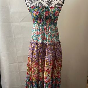 RAVIYA romantic strapless dress.